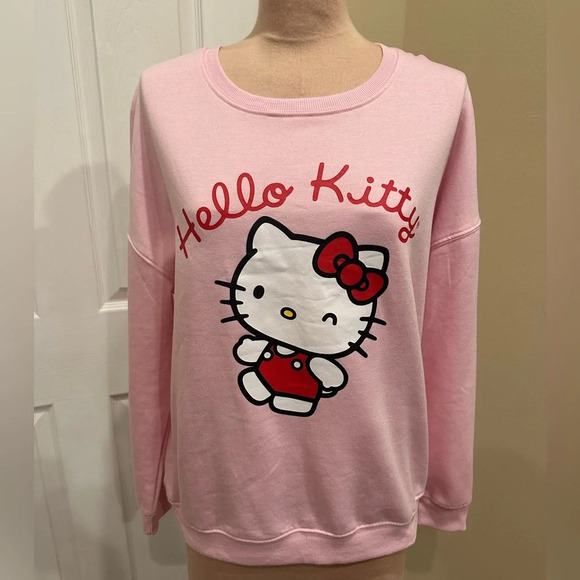 Hello Kitty Sanrio Pink Graphic Crewneck Sweatshirt Pullover Kawaii Size Medium - Picture 2 of 7